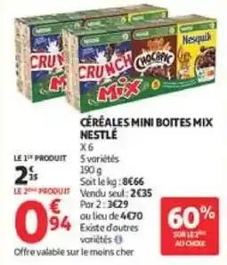 Auchan Direct Nestlé Céréales Mini Boites Mix offre