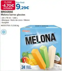 Costco BINGGRAE Melona barres glacées offre
