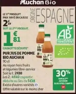 Auchan Direct Auchan Bio Pur jus de pomme offre