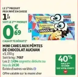 Auchan Direct Auchan Mini Cakes aux pépites de chocolat offre