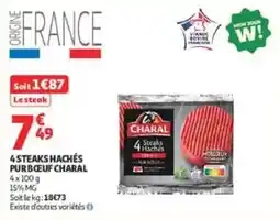 Auchan Direct CHARAL 4 STEAKS HACHÉS PUR BŒUF offre