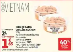 Auchan Direct NOIX DE CAJOU GRILLÉES AUCHAN offre