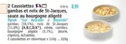 Maximo 2 Cassolettes gambas et noix de St-Jacques, sauce au bourgogne aligoté offre