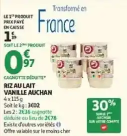 Auchan Direct AUCHAN Riz au lait vanille offre