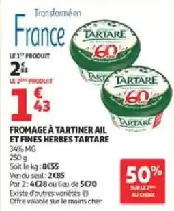 Auchan Direct Tartare Fromage à tartiner ail et fines herbes offre