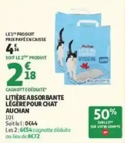 Auchan Direct AUCHAN Litière absorbante légère pour chat offre