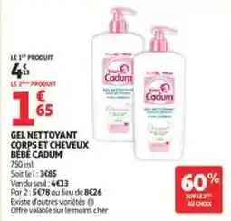 Auchan Direct Cadum Gel nettoyant corps et cheveux bébé offre