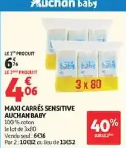Auchan Direct Auchan baby Maxi carrés sensitive offre