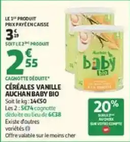 Auchan Direct Auchan Baby Bio Céréales Vanille offre