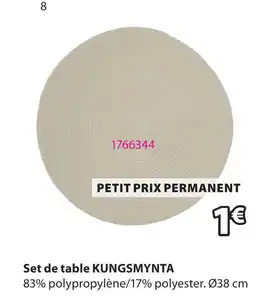 JYSK Set de table kungsmynta offre