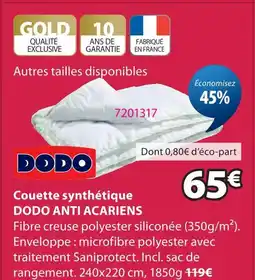 JYSK Dodo couette synthétique anti acarien offre