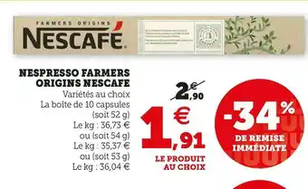 U Express Nescafe nespresso farmers origins offre