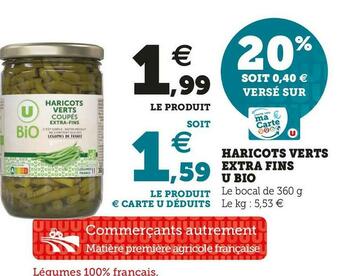 U Express U bio haricots verts extra fins offre