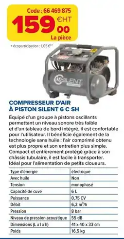 Prolians NSILENT COMPRESSEUR D'AIR À PISTON offre