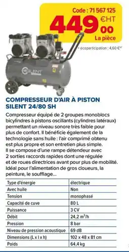 Prolians SILENT COMPRESSEUR D'AIR À PISTON offre