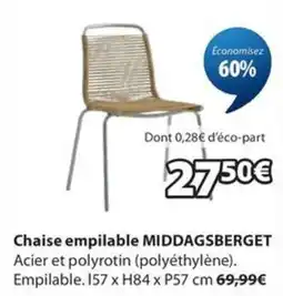 JYSK MIDDAGSBERGET Chaise empilable offre