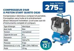 Prolians ABAC COMPRESSEUR D'AIR À PISTON START QUIETE OS20 offre