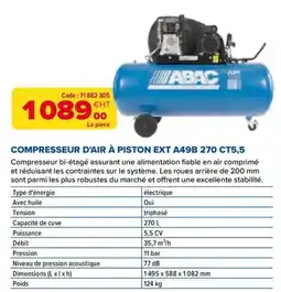 Prolians Abac compresseur d'air à piston ext a49b 270 ct5,5 offre