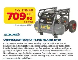 Prolians Lacair COMPRESSEUR D'AIR À PISTON MAXAIR 20/20 offre