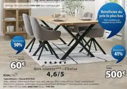 JYSK ROYAL OAK Table ROSLEV + Chaise ROSTRUP offre