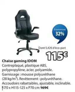 JYSK IDOM Chaise gaming offre