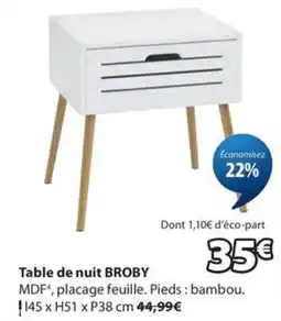 JYSK BROBY Table de nuit offre