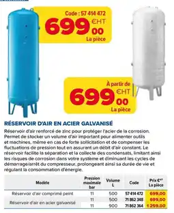 Prolians RÉSERVOIR D'AIR EN ACIER GALVANISÉ offre
