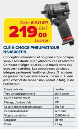 Prolians NS.1600FPB CLÉ À CHOCS PNEUMATIQUE offre