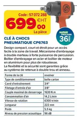 Prolians PROLIANS CLÉ À CHOCS PNEUMATIQUE CP6763 offre