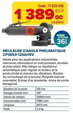 Prolians PROLIANS MEULEUSE D'ANGLE PNEUMATIQUE offre