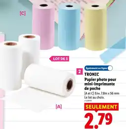 Lidl Tronic papier photo pour mini-imprimante de poche offre