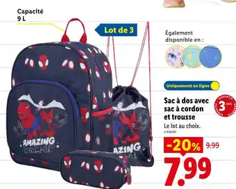 Sac à dos avec sac à cordon et trousse