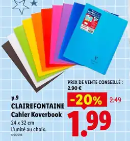 Lidl Clairefontaine cahier koverbook offre