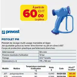 Prolians Prevost pistolet pm offre