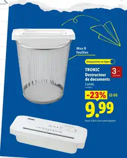 Lidl Tronic destructeur de documents offre