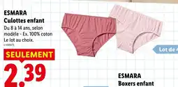 Lidl Esmara culottes enfant offre