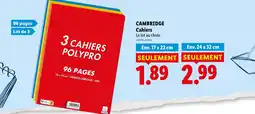 Lidl Cambridge cahiers offre