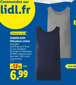 Lidl Esmara kids débardeurs enfant offre
