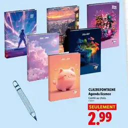 Lidl Clairefontaine agenda licence offre