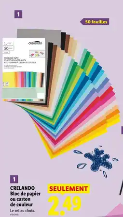 Lidl Crelando bloc de papier ou carton de couleur offre
