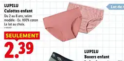Lidl Lupilu culottes enfant offre