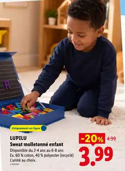 Lidl Lupilu sweat molletonné enfant offre