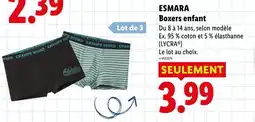 Lidl Esmara boxers enfant offre