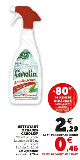 U Express Carolin nettoyant menager* offre