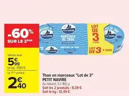 Carrefour Market Petit navire - thon en morceaux lot de 3 offre