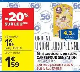Carrefour Market Carrefour - mini saucissons en sticks offre