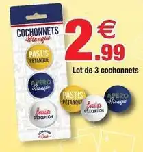 Bazarland Lot de 3 cochonnets offre