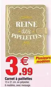 Bazarland Carnet à paillettes offre