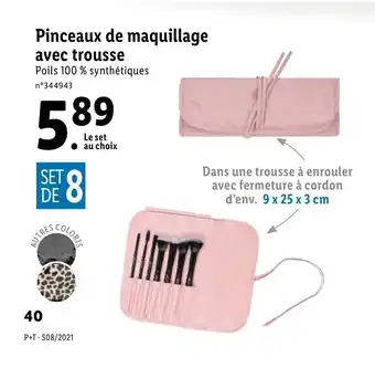 Lidl Pinceaux de maquillage avec trousse offre