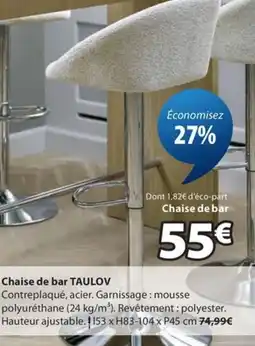 JYSK TAULOV Chaise de bar offre